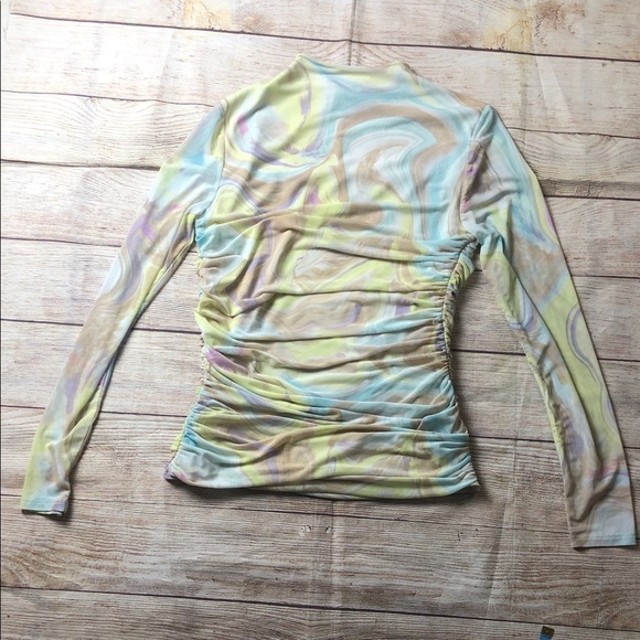 AFRM Marble Swirl Long Sleeve Top with Sheer Sleeves - Picture 6 of 6